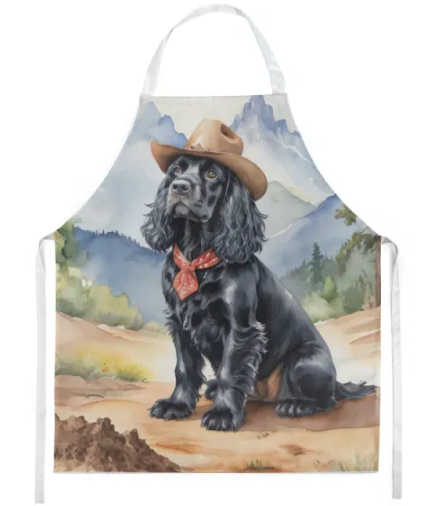 Cocker Spaniel III - Welcome Cowboy Apron for Cooking, Baking and Crafts for Adult Women and Men - Unisex Large
