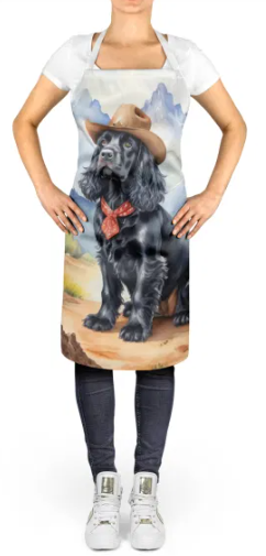 Cocker Spaniel III - Welcome Cowboy Apron for Cooking, Baking and Crafts for Adult Women and Men - Unisex Large