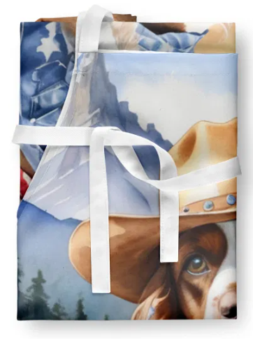 Cocker Spaniel II - Welcome Cowboy Apron for Cooking, Baking and Crafts for Adult Women and Men - Unisex Large