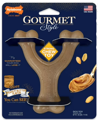 Nylabone Gourmet Style Peanut Butter Flavor Wishbone Chew Toy for Dogs - Small (up to 25 Ibs.)