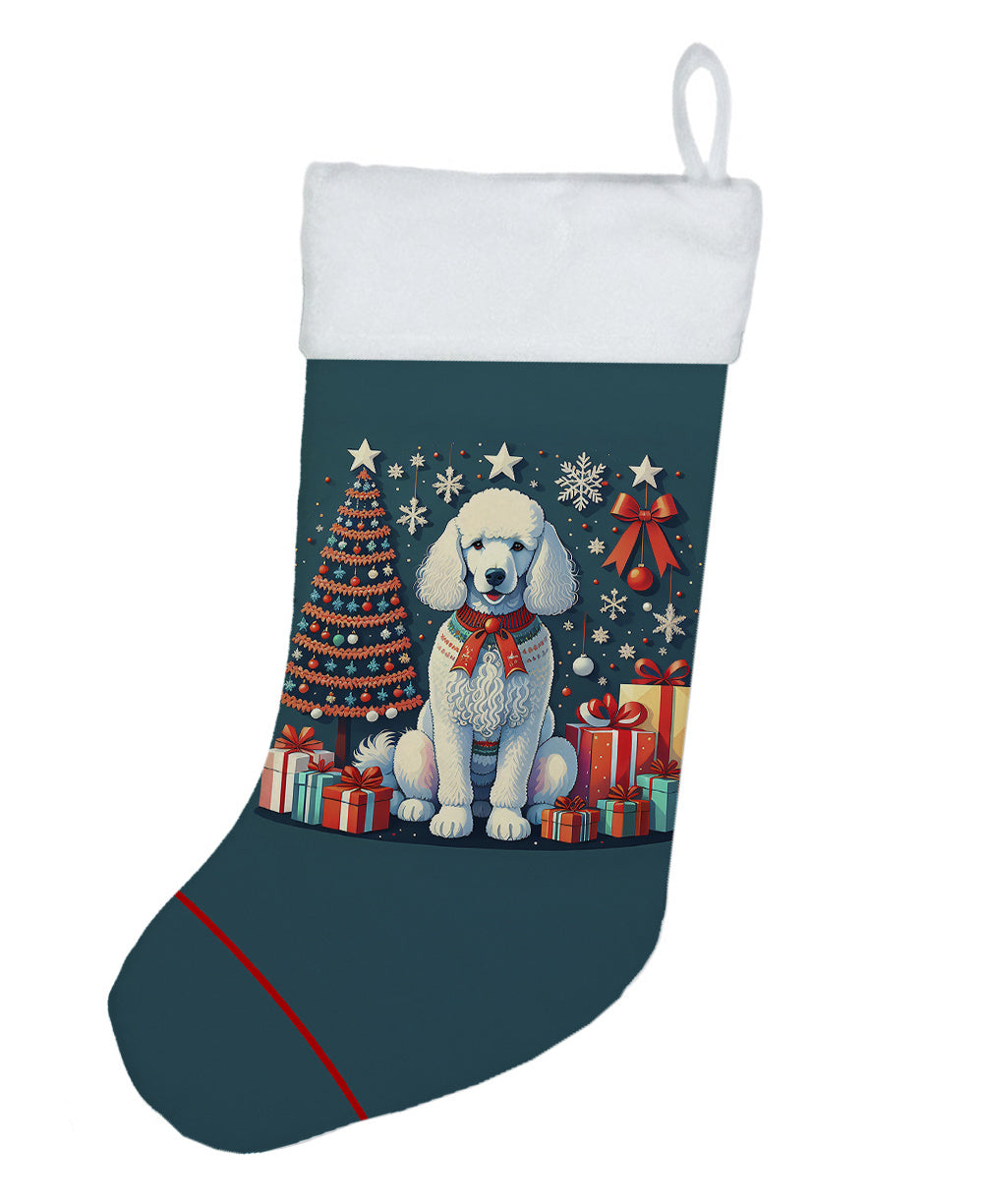 White Poodle - Christmas Holiday Stocking for Family Decorations