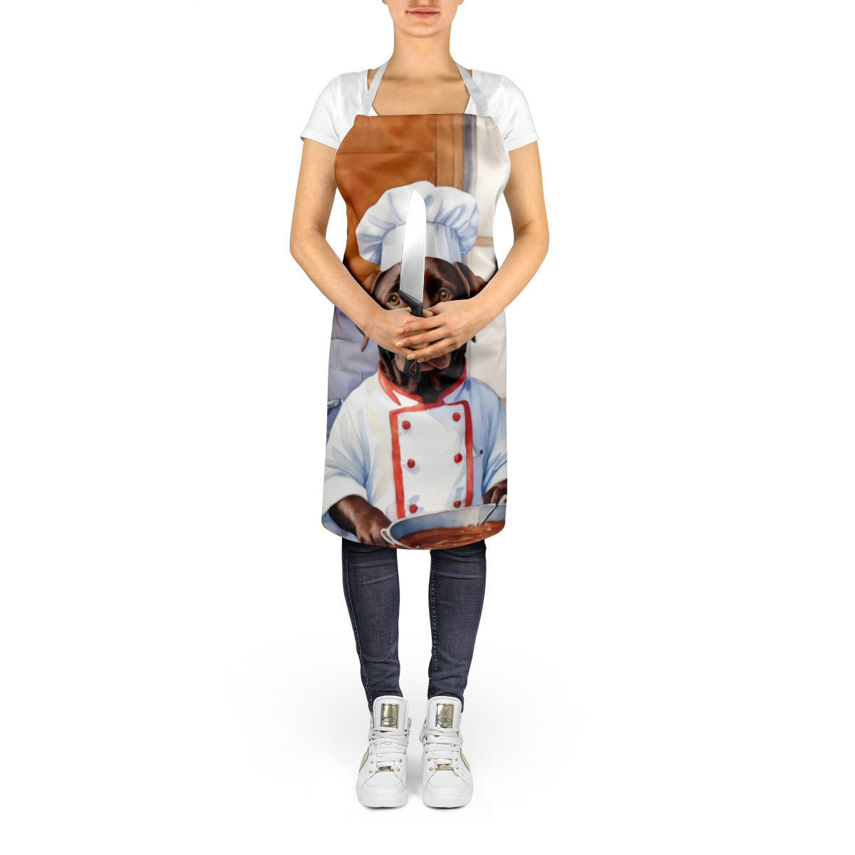 Chocolate Labrador Retriever - The Chef Apron for Adult Women and Men - Unisex Large