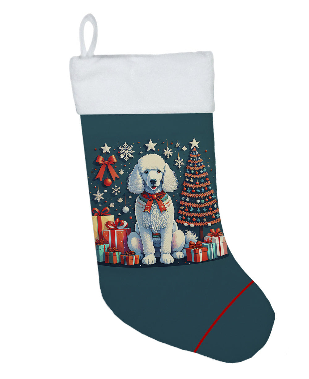 White Poodle - Christmas Holiday Stocking for Family Decorations