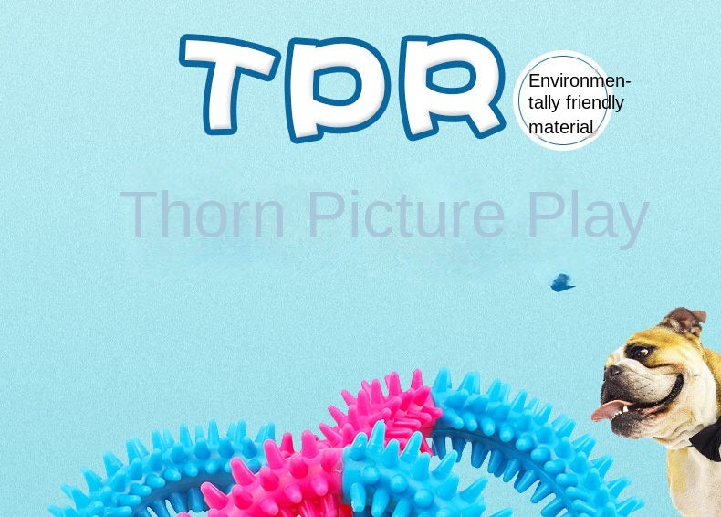 Tri-color Rubber Chewing Ring Toy for Dogs