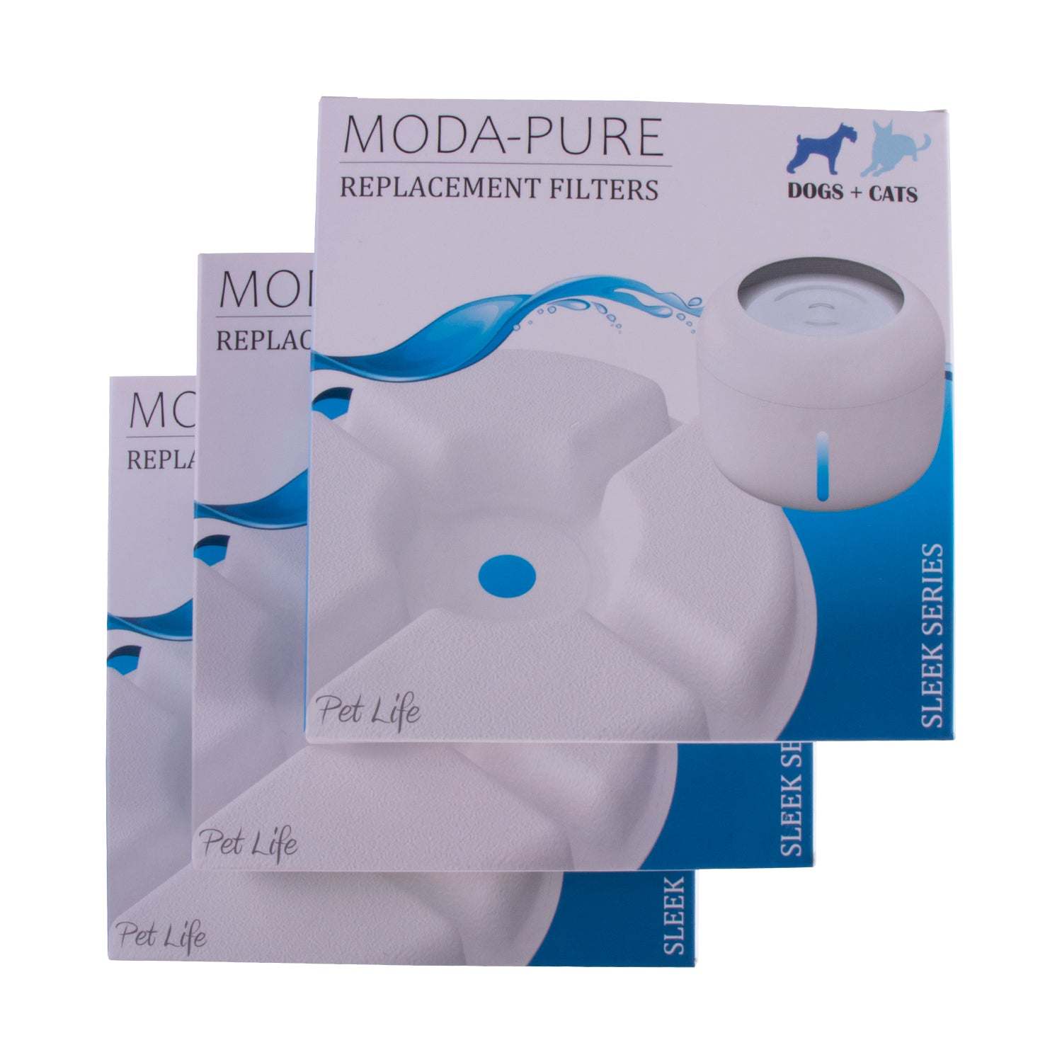 Pet Life - Moda-Pure Dog and Cat Fountain - Replacement Filters - 3 Pack RESTOCKING