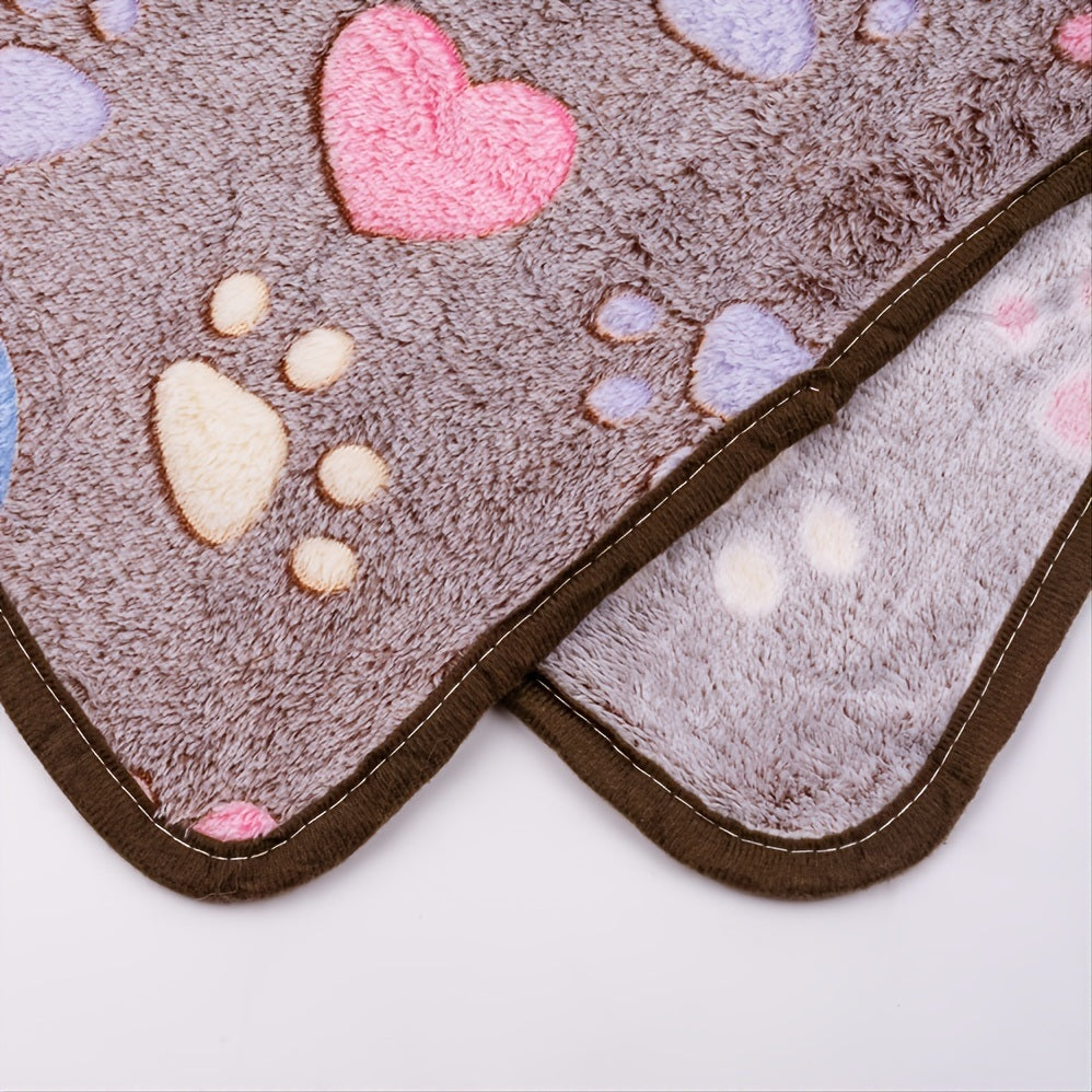 Colorful Hearts and Paw Prints Blanket for Dogs