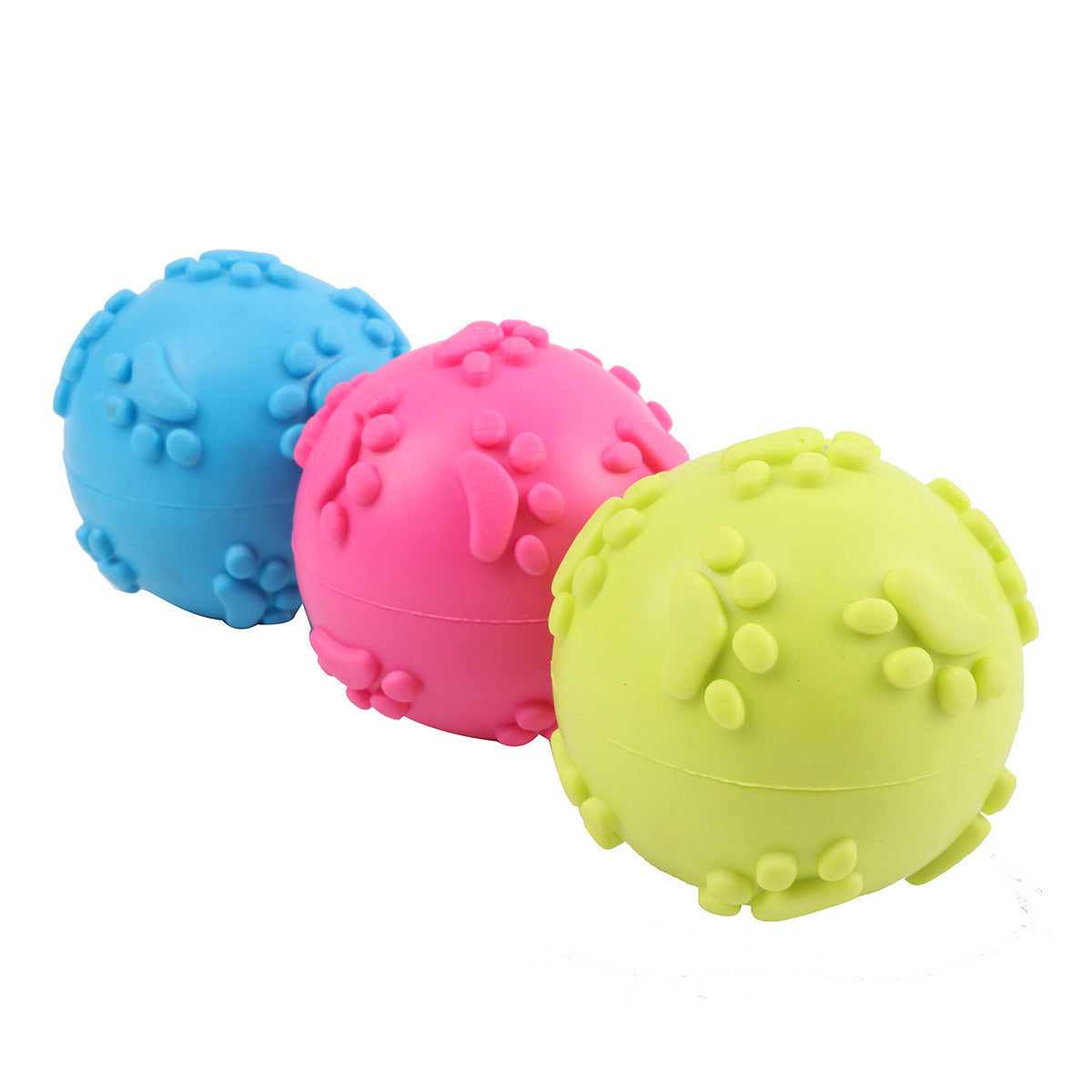 Paw Print Squeaker Dog Ball Toys - 3 Pack