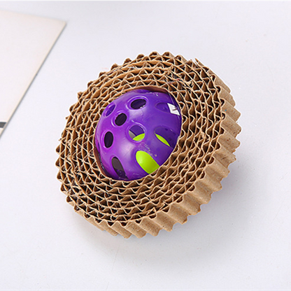 Corrugated Paper Feline Toy Ball and Bell