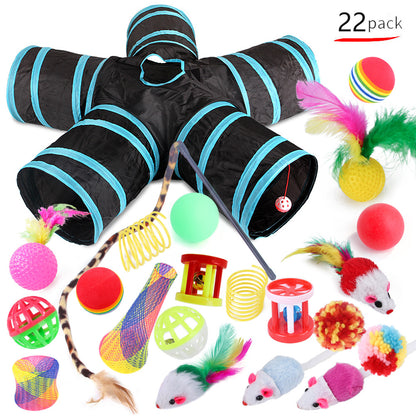 Nylon Cat Tunnel and Tons of Fun Toy Pack