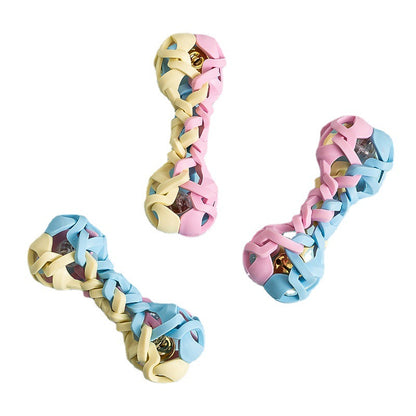 Woven Rubber Lighted Bell Bone Chew for Dogs