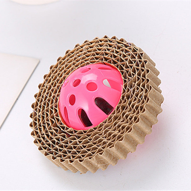 Corrugated Paper Feline Toy Ball and Bell