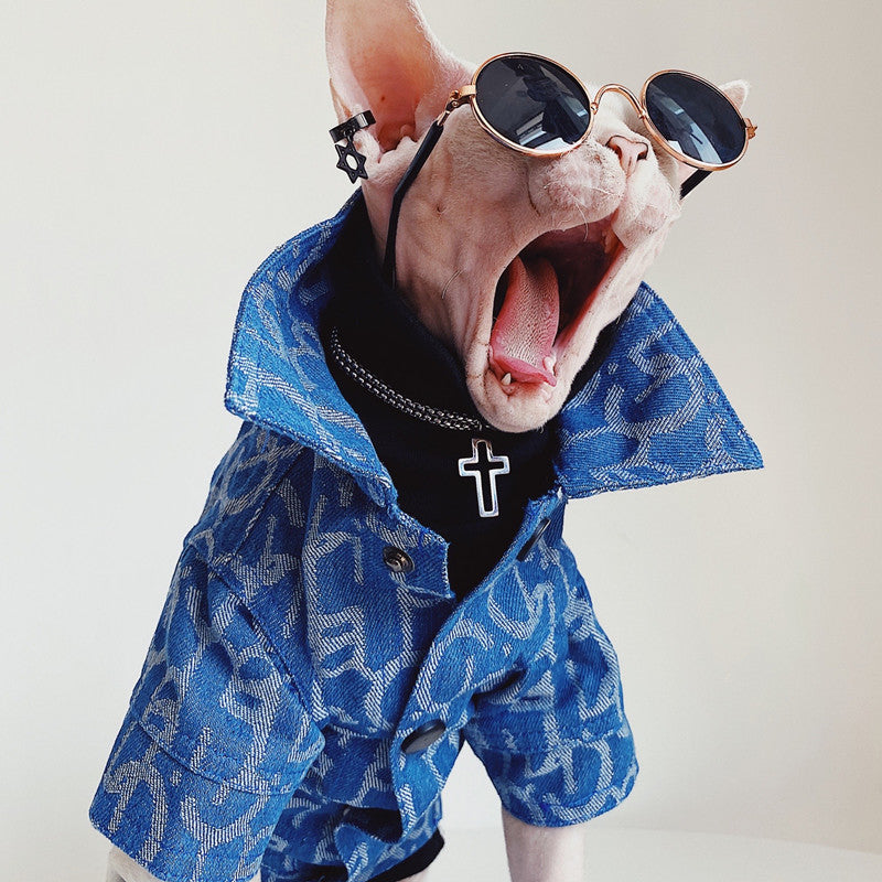 Bling and Denim Jacket Hairless Cat or Dogs