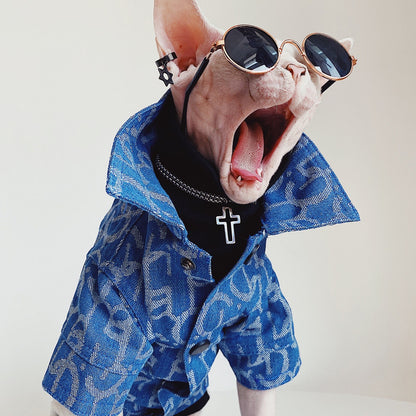 Bling and Denim Jacket Hairless Cat or Dogs