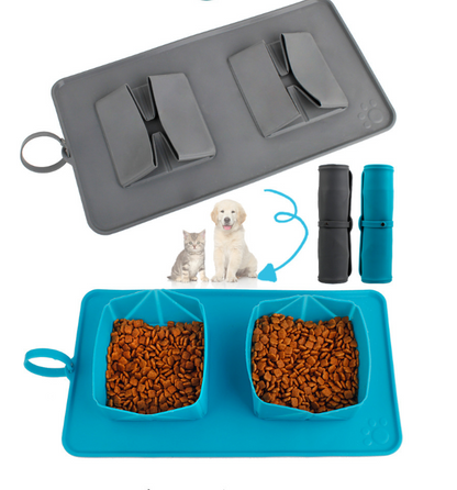 Roll-Up Silicone Food and Water Bowls for Pets