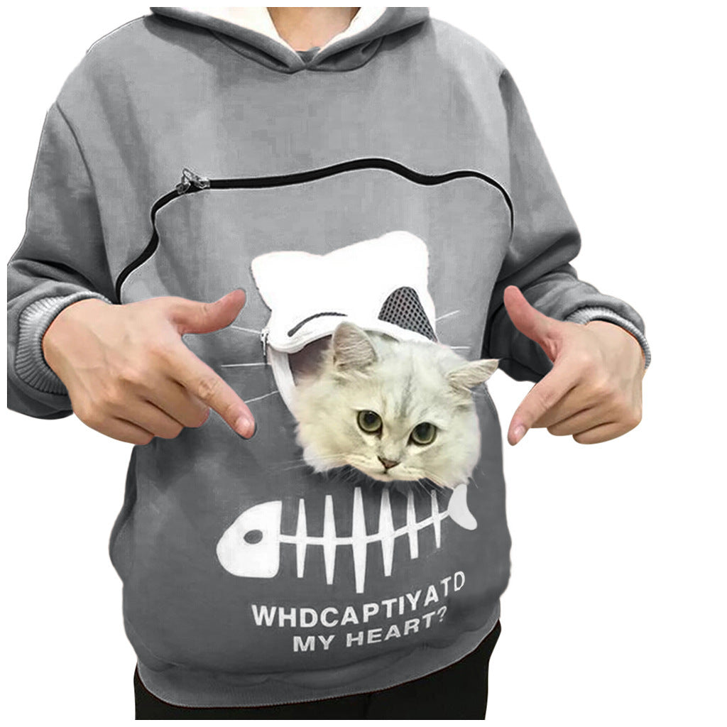 Hooman Size Hoodie With Cat Carrier Pocket