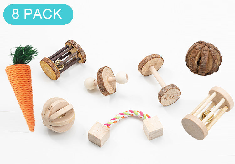 Natural Wooden Chew Toys Sets for Guinea Pigs and Hamsters