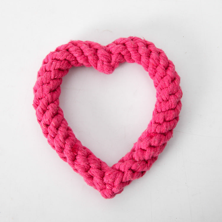Simple Love Heart Cotton Woven Rope Chew Toy for Dogs