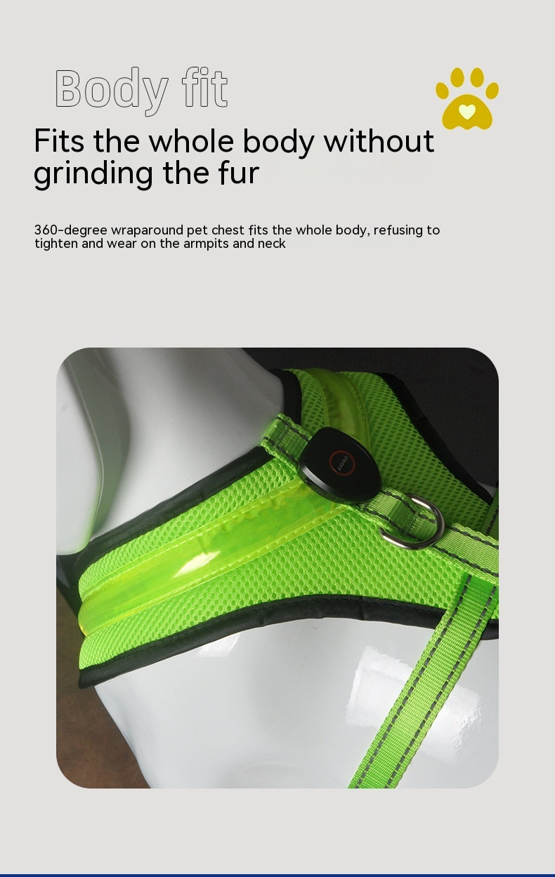 Reflective Chest Strap LED Safety Vest Harness for Dogs or Cats