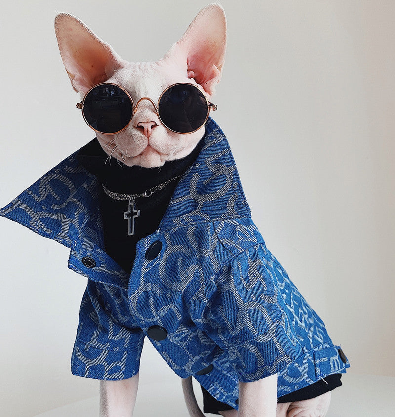 Bling and Denim Jacket Hairless Cat or Dogs