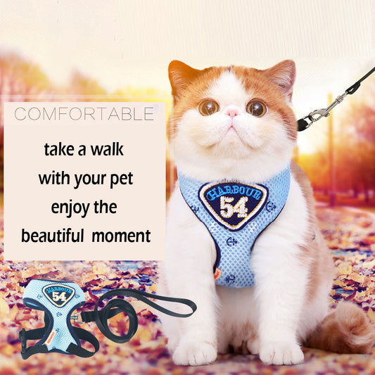 Sling Style Nylon Cat Collar and Leash Set