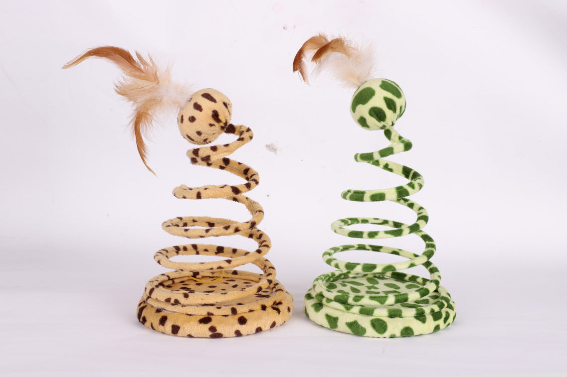 Springy Snake Toy With Feathers and Ball