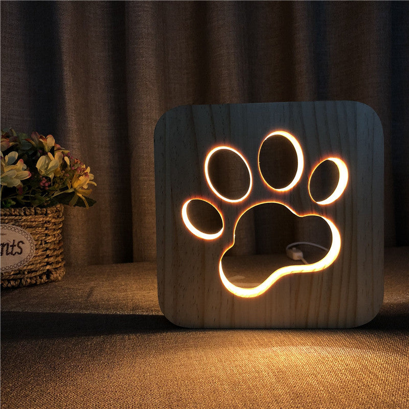 Retro Fur Baby Paw Print Table Night Light