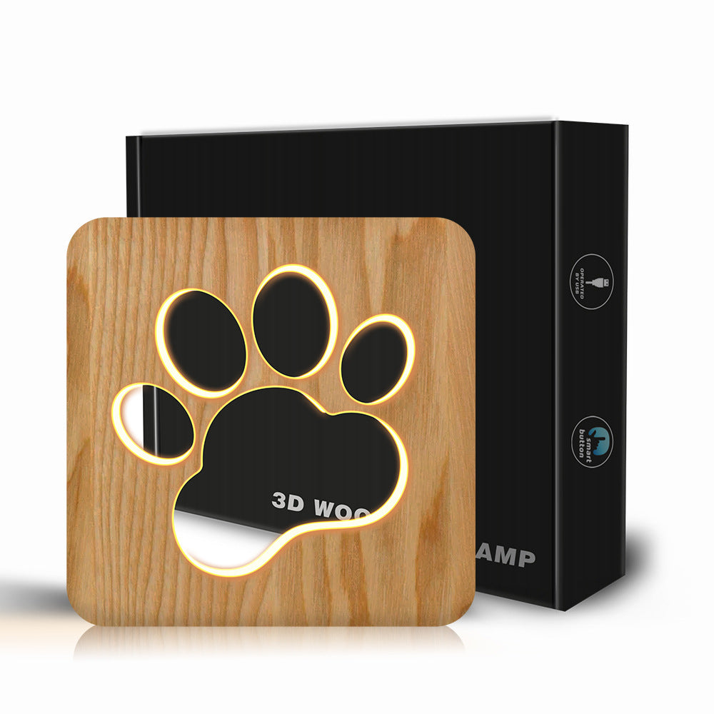 Retro Fur Baby Paw Print Table Night Light