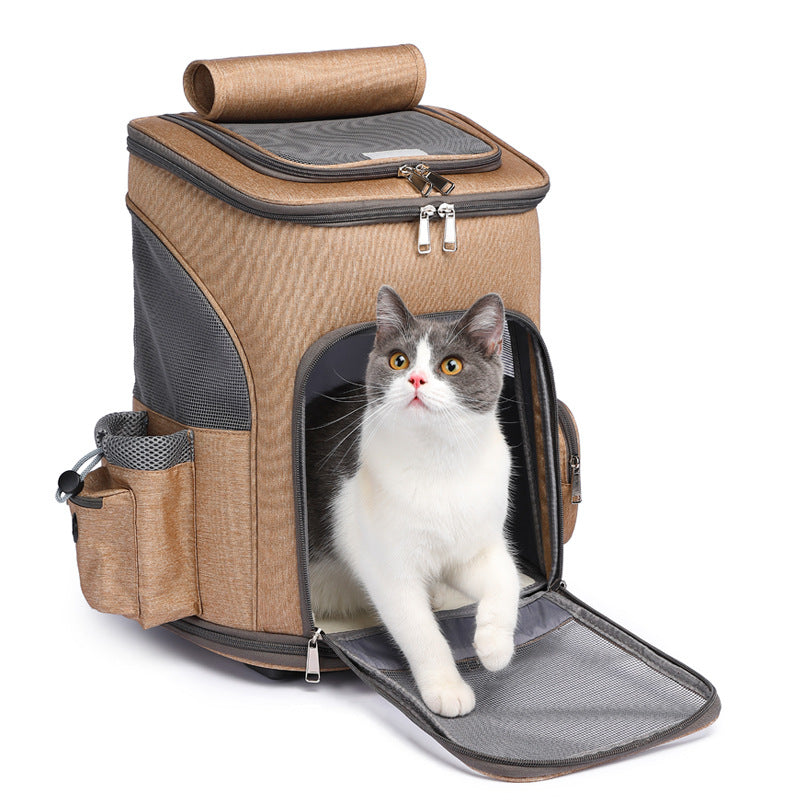 Folding Backpack Trolley With Universal Wheels for Cats