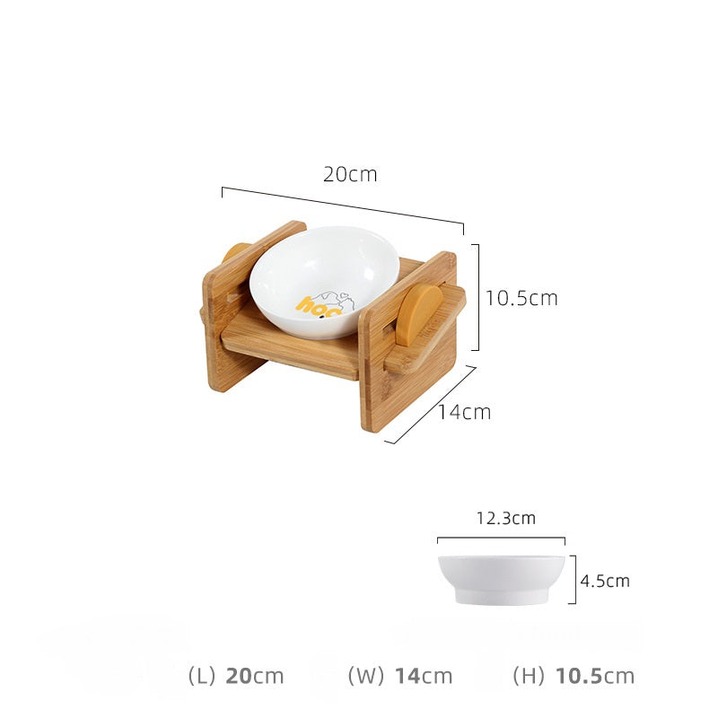 Anti-Tipping Ceramic and Wood Dog and Cat Feeders