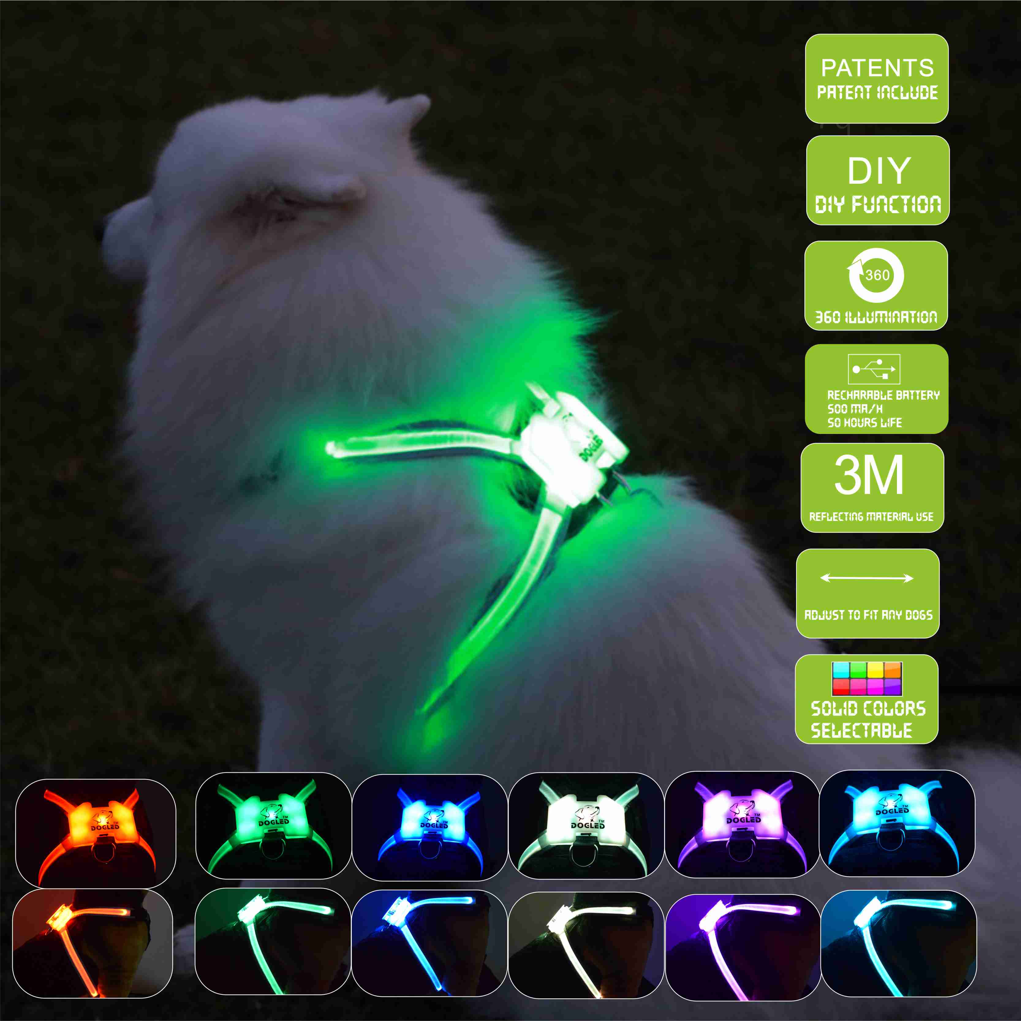 Luminous USB Rechargeable Dog Harness/Collar