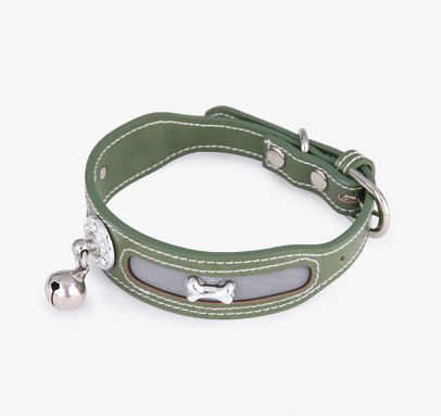 Reflective Collar with Bone Charm and Bell for Small Dogs