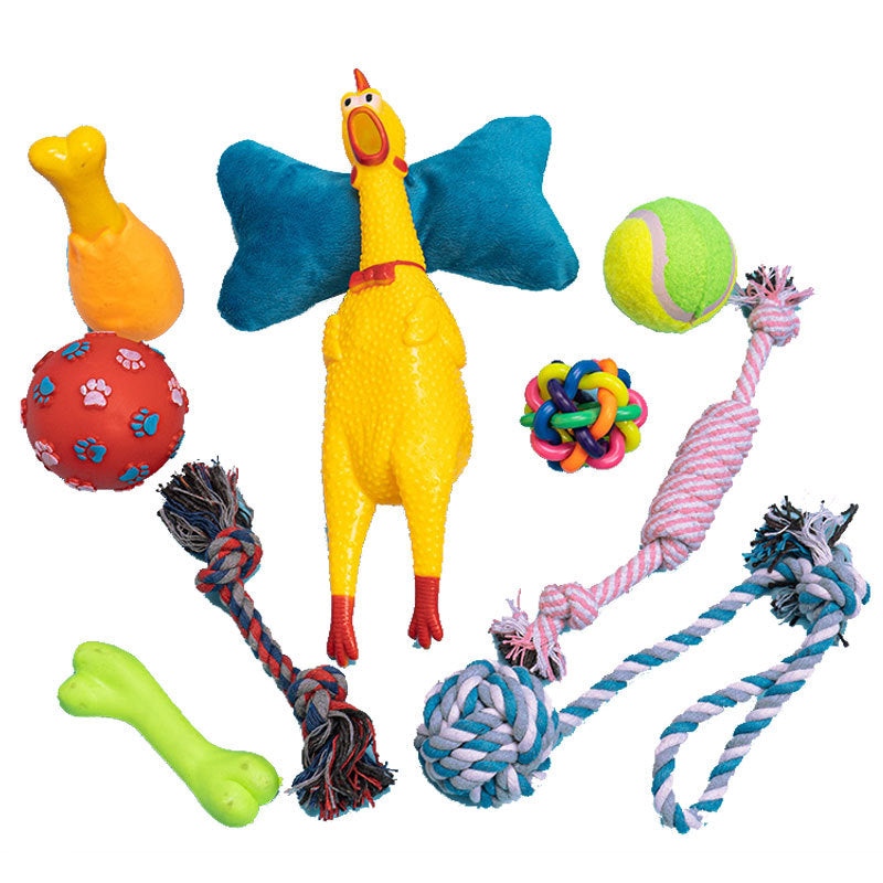 Popular Dog Rope and Rubber Chew Toy Sets