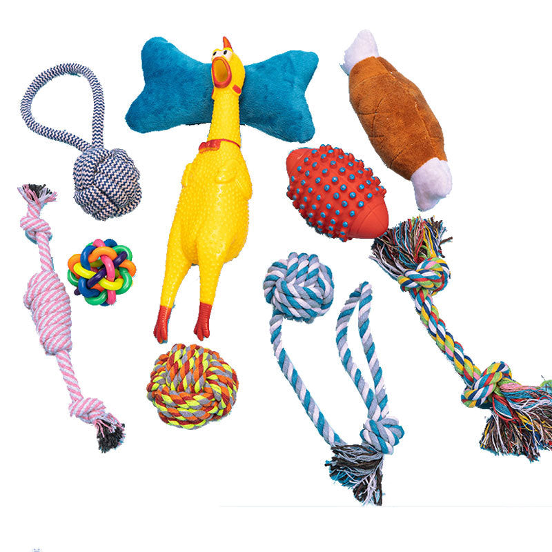 Popular Dog Rope and Rubber Chew Toy Sets