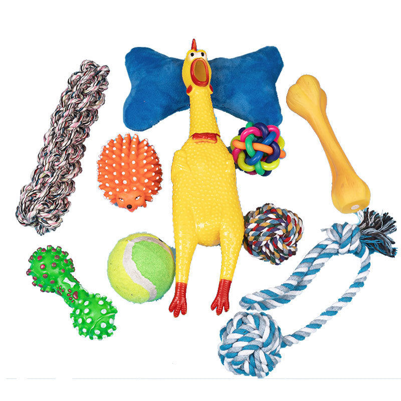 Popular Dog Rope and Rubber Chew Toy Sets