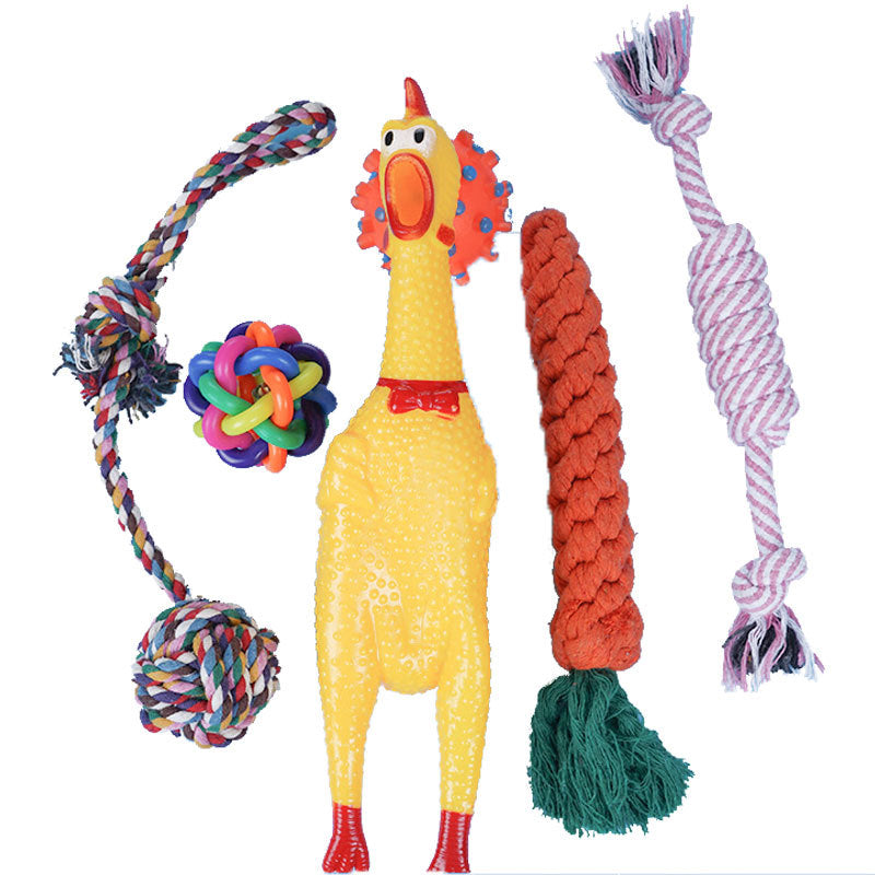 Popular Dog Rope and Rubber Chew Toy Sets