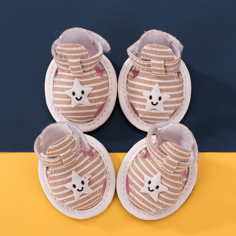 Striped Canvas Summer Non-slip Sandals for Dogs