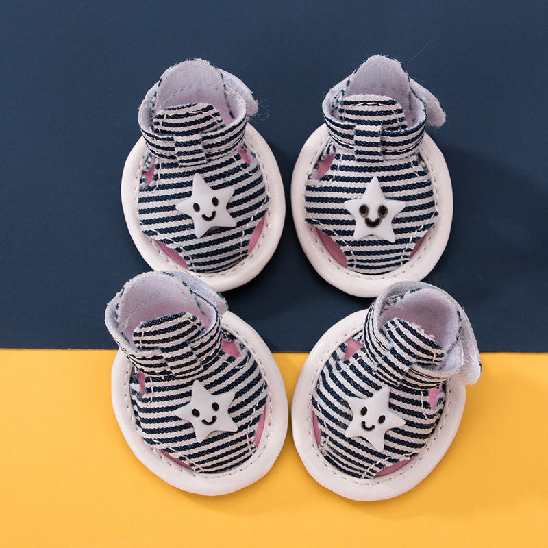 Striped Canvas Summer Non-slip Sandals for Dogs