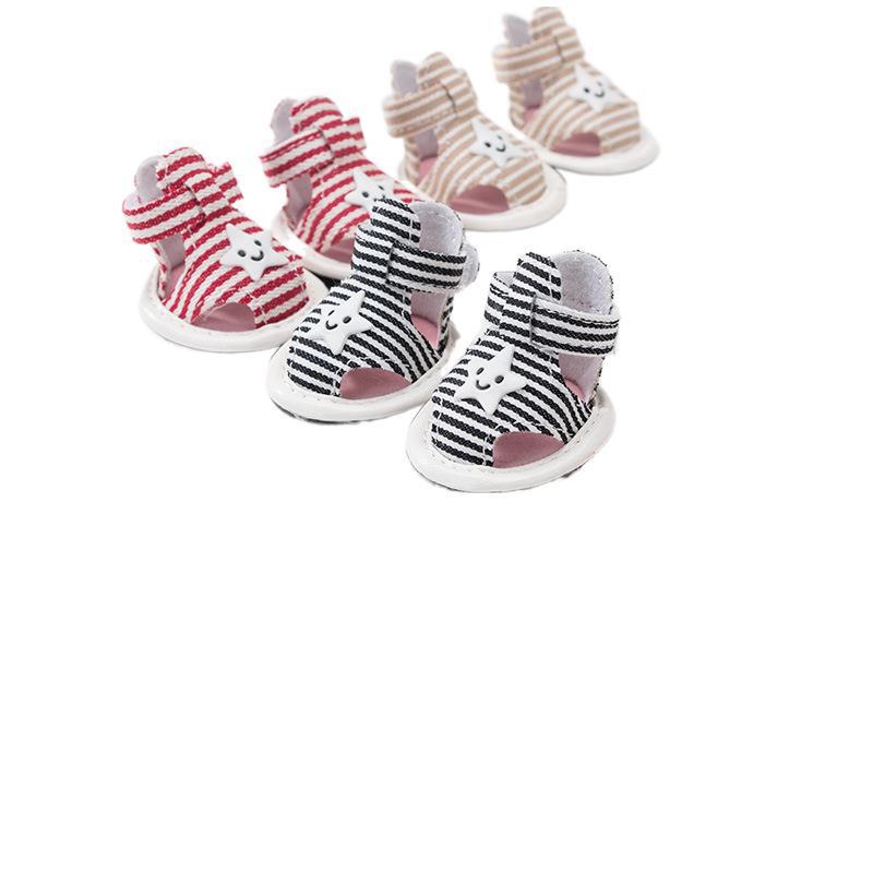 Striped Canvas Summer Non-slip Sandals for Dogs