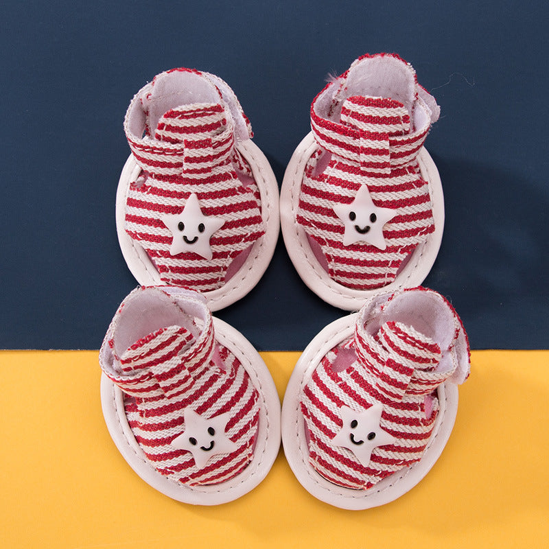 Striped Canvas Summer Non-slip Sandals for Dogs