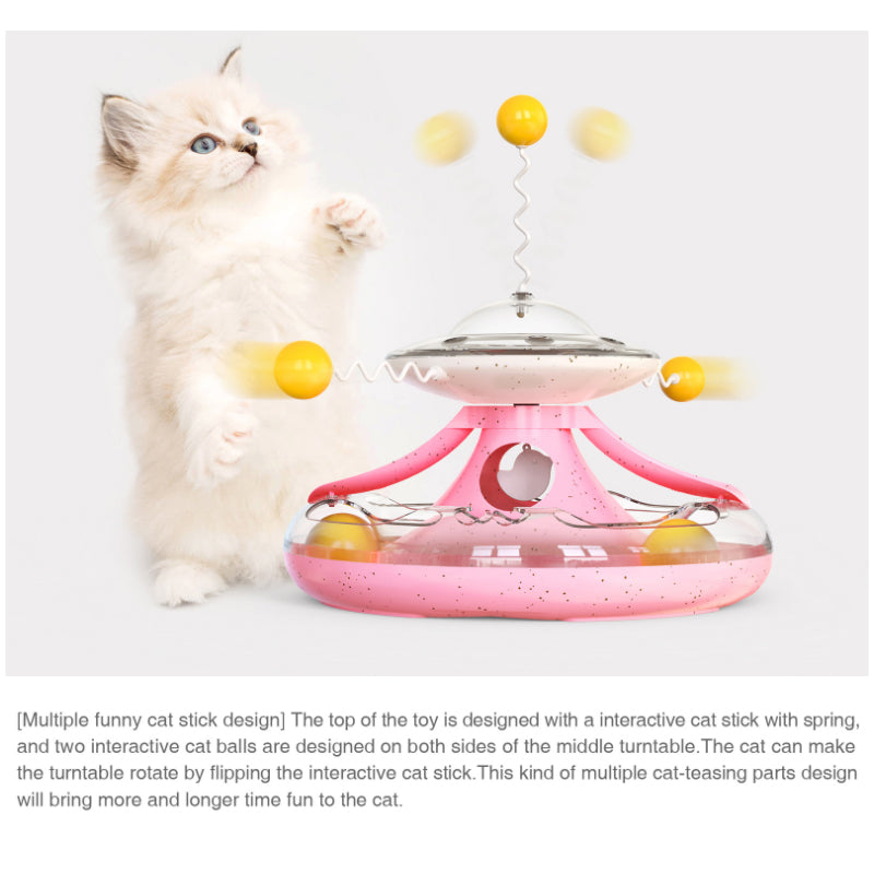 Cat Tumbler Turntable Teaser Treat Track Toy