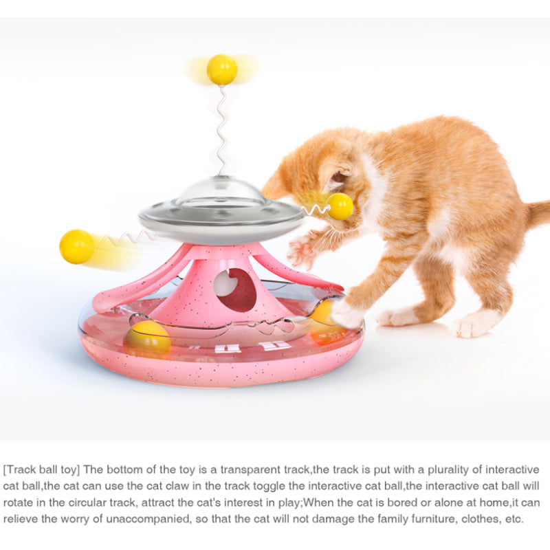 Cat Tumbler Turntable Teaser Treat Track Toy