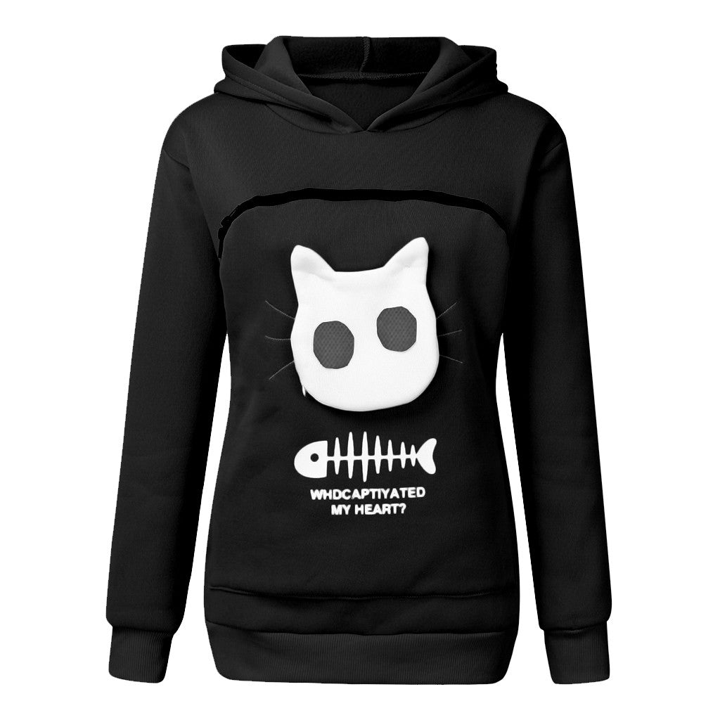 Hooman Size Hoodie With Cat Carrier Pocket