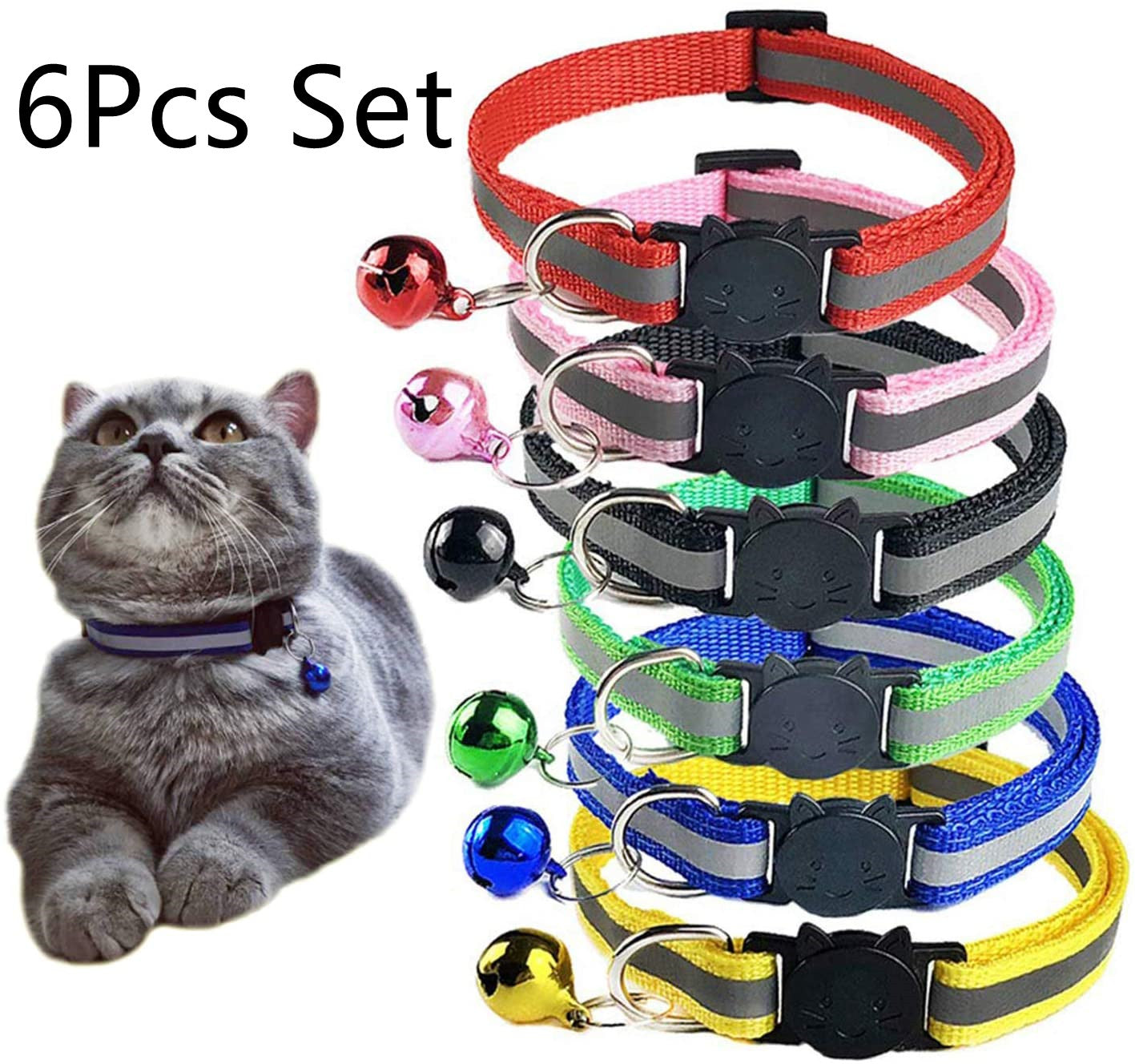 Colorful Reflective Cat Jack Bell Collar