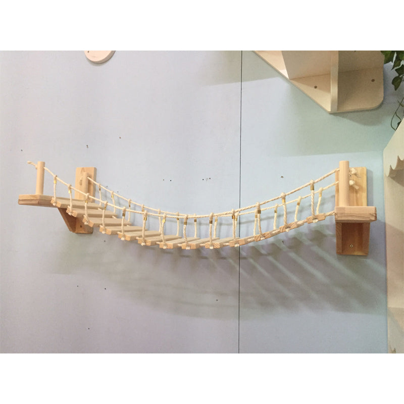 Rope and Wood Hanging Wall Bridge for Cats