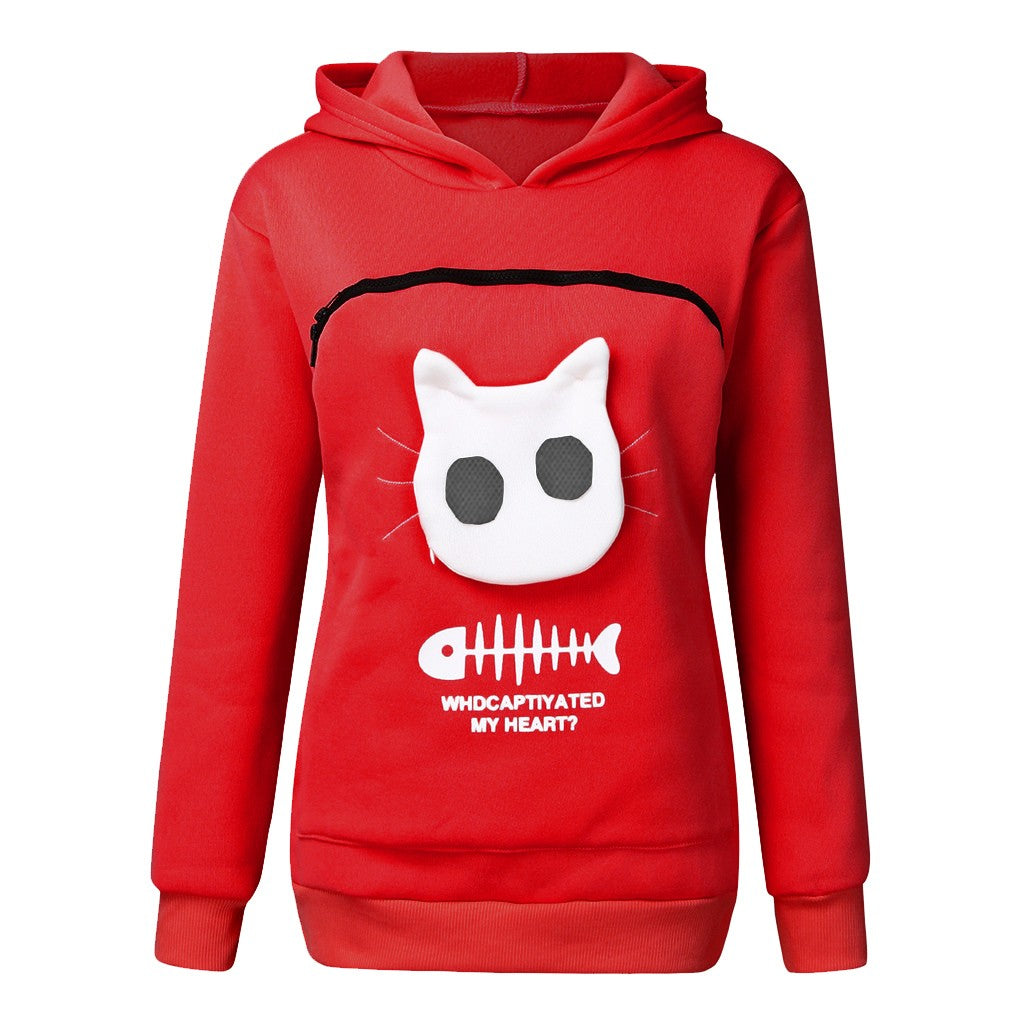 Hooman Size Hoodie With Cat Carrier Pocket