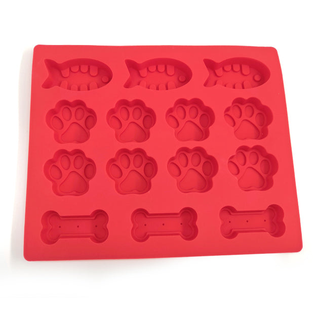 3 Piece Bone and Paw Treat Baking Molds for Dogs and Cats