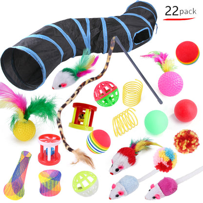 Nylon Cat Tunnel and Tons of Fun Toy Pack