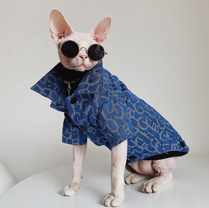 Bling and Denim Jacket Hairless Cat or Dogs