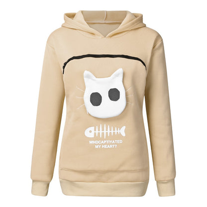 Hooman Size Hoodie With Cat Carrier Pocket