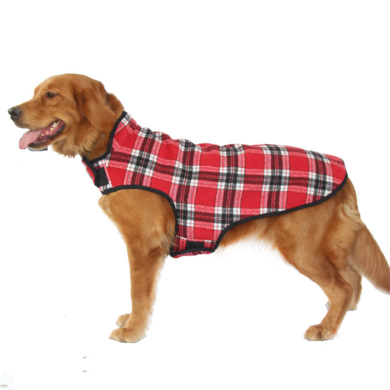 Plaid Warm Flannel Jacket for Large Dogs